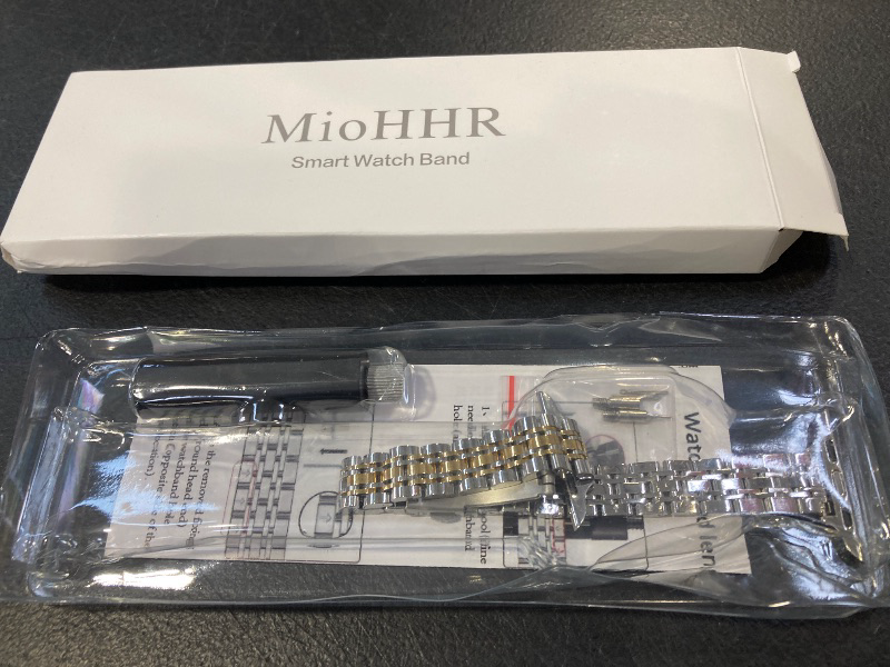 Photo 1 of MioHHR Slim Metal Band Compatible with Apple Watch Band 49mm 46mm 45mm 44mm 42mm?Series 3/2/1?,Dressy Stainless Steel Chain Strap for Women iWatch Bands Series 10 9 8 7 6 5 4 SE Ultra 2 1,Silver/Gold