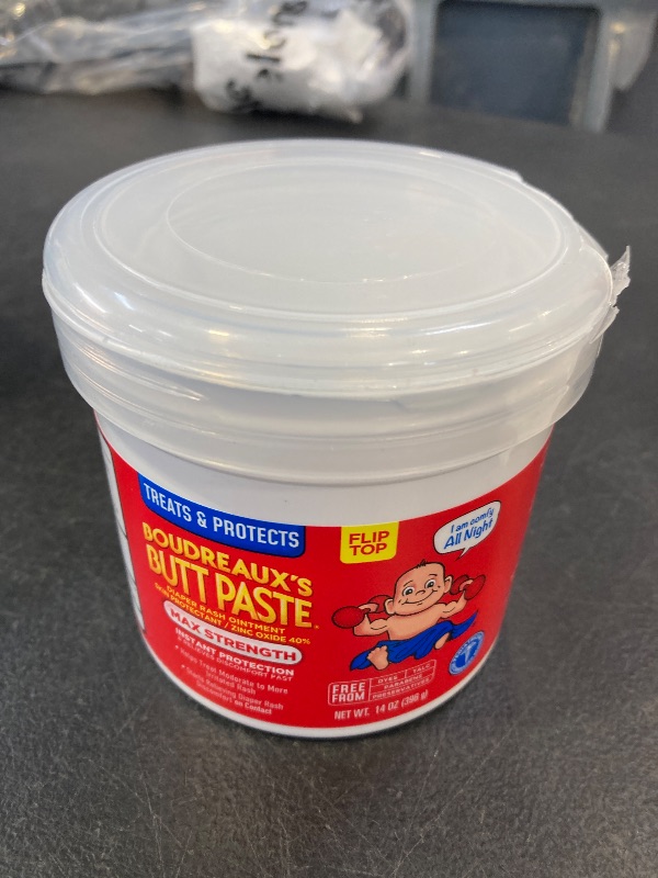 Photo 1 of Boudreaux's Butt Paste Maximum Strength Diaper Rash Cream, Ointment for Baby, 14 oz Flip-Top Jar