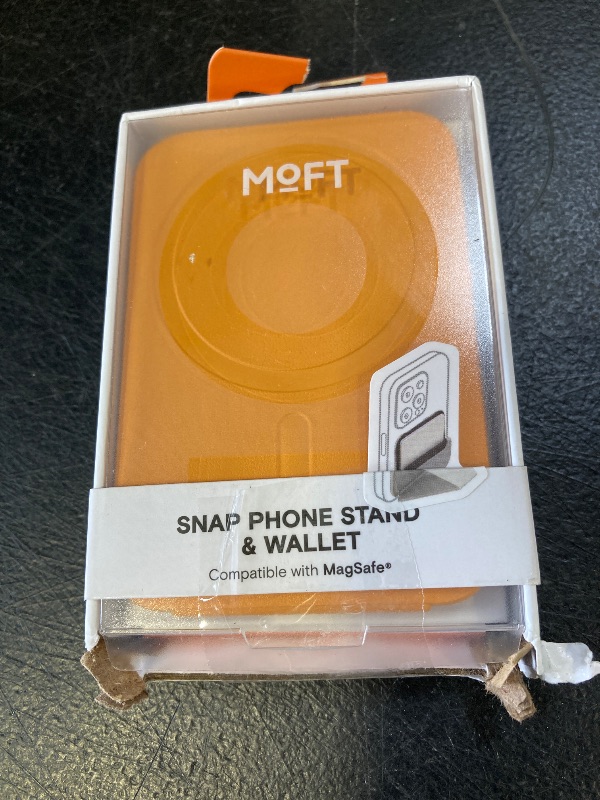 Photo 1 of MOFT Magnetic Wallet Stand Compatible with iPhone 16/15/14/13/12 Series, Angle Adjustment MOVAS Phone Stand, Orange