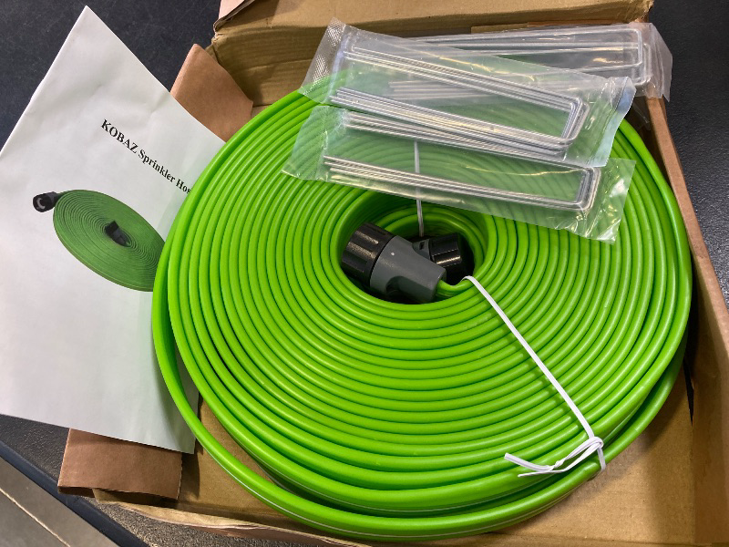 Photo 1 of KOBAZ Sprinkler Soaker Hose 75FT with Holes, Garden Watering Hose with Stakes, Drip Hose Sprinkler, Efficient Saving Water for Lawn Garden and Yard, Leakproof