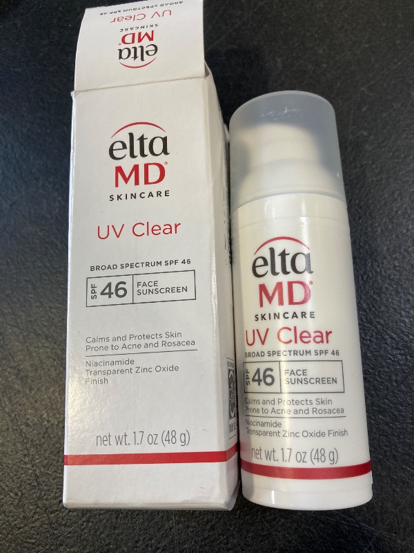 Photo 1 of EltaMD UV Clear Face Sunscreen SPF 46, Oil Free for Face with Zinc Oxide, Dermatologist Recommended Sunscreen Lotion, For Acne-Prone Sensitive Skin, 1.7 oz Pump