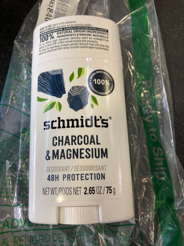 Photo 1 of Schmidt's Aluminum-Free Vegan Deodorant Charcoal & Magnesium with 48 Hour Odor Protection, 2 Count for Women and Men, Natural Ingredients, Cruelty-Free, 2.65 oz, Pack of 2