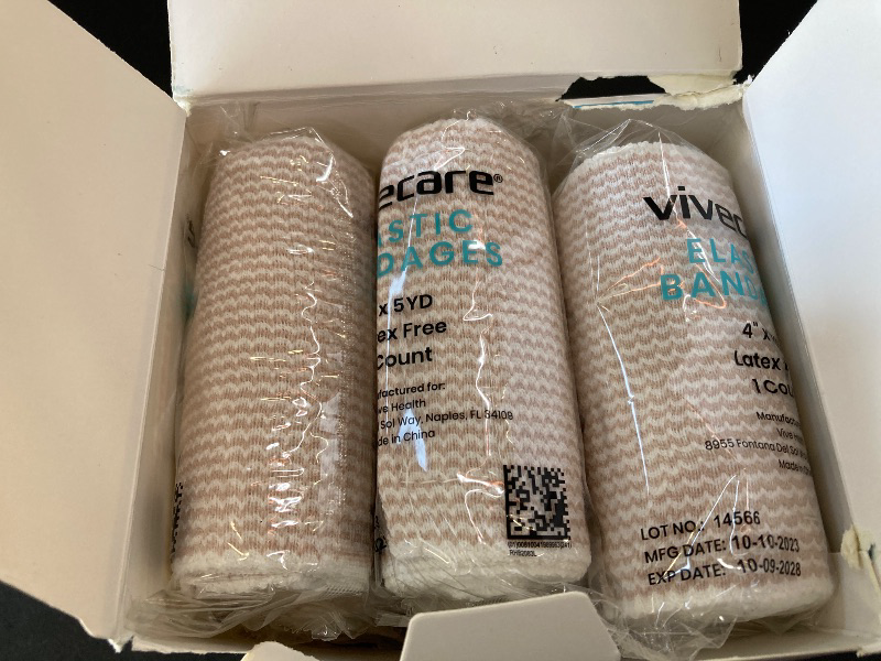 Photo 1 of Premium Elastic Bandage Wrap (4” Wide, 4 Pack) - Nexskin Latex Free Athletic/Medical Compression Bandages Hook & Loop Fasteners at Both Ends - Lifetime Washable & Reusable Bandages