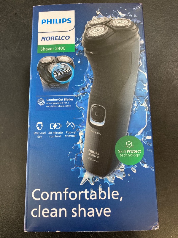 Photo 1 of Philips Norelco Shaver 2400 Series, Wet and Dry Electric Shaver, Pop-up Trimmer, P-Cap, Deep Black, Model X3001/90