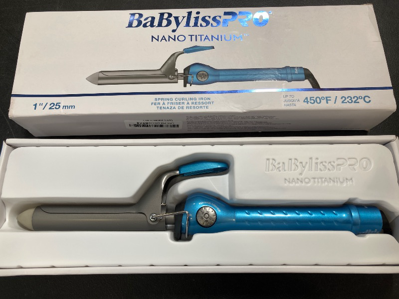 Photo 1 of BaBylissPRO Nano Titanium Spring Curling Iron, 1" Professional Spring Hair Curler for Long Lasting Curls & All Hair Types