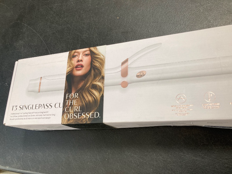 Photo 1 of T3 SinglePass Curl X Extra-Long Barrel Curling Iron with 9 Heat Settings and Ceramic Barrel for Fast Styling and Lasting Results on All Hair Types