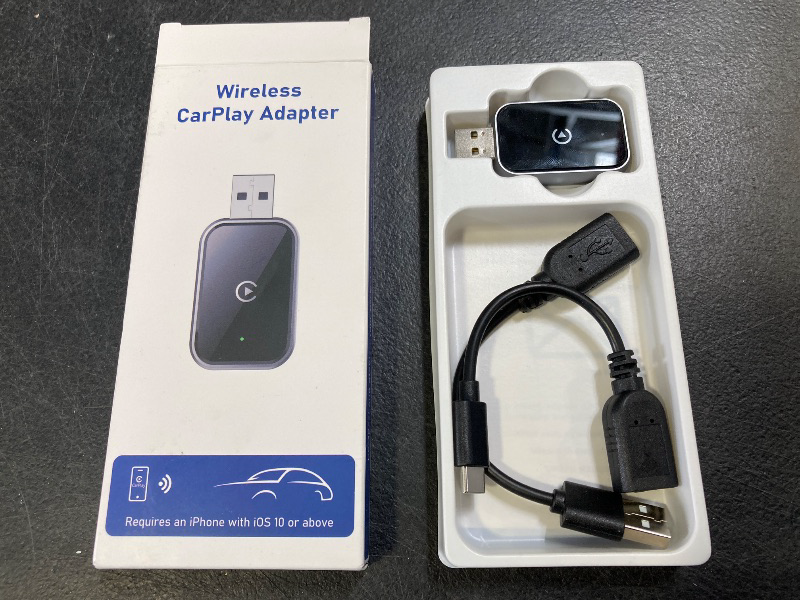 Photo 1 of Wireless CarPlay Adapter for iPhone, Convert Wired to Wireless Apple CarPlay Adapter, Mini Size with Extension Cable USB & USB-C/Type-C, Stable Control & No Delay, Black