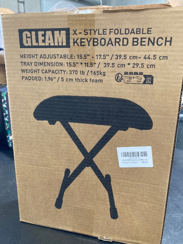 Photo 1 of GLEAM Keyboard Bench Padded Cushion X-Style Height Adjustable 14.5-17.5in Piano Stool Bench Keyboard Chair Black (Thin Padding)