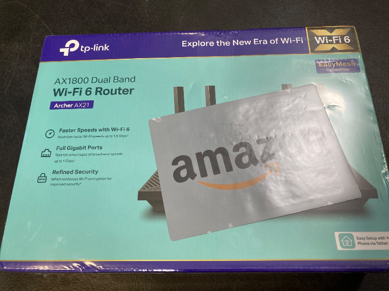 Photo 1 of TP-Link AX1800 WiFi 6 Router V4 (Archer AX21) – Dual Band Wireless Internet, Gigabit, Easy Mesh, Works with Alexa - A Certified for Humans Device