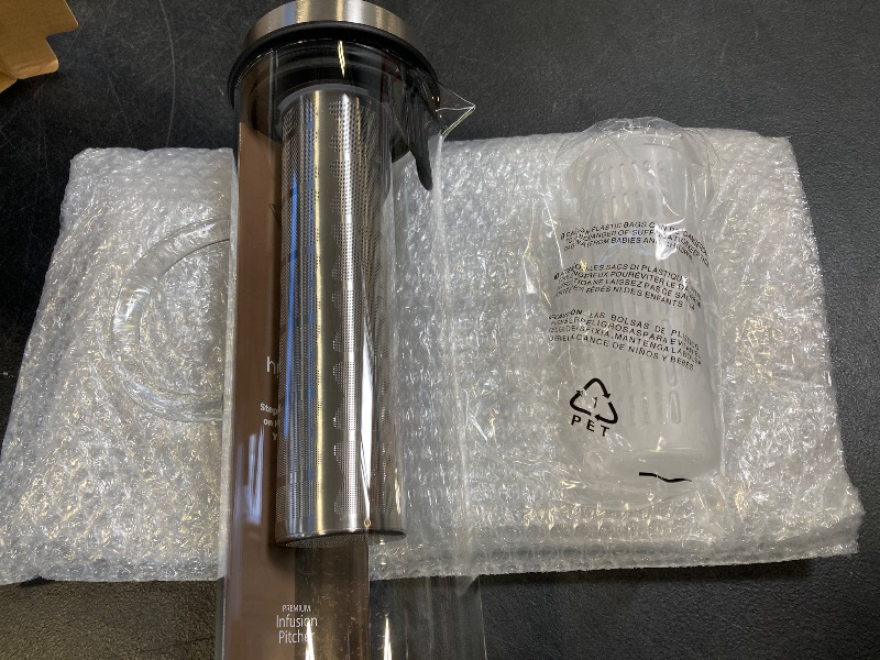 Photo 1 of Cold Brew Coffee Maker - Large Glass Infusion Pitcher 1.6 Quarts 52oz - Iced Coffee & Iced Tea Pitcher with Stainless Steel Lid & Fruit Infusion Tube - Perfect for Home or Office
