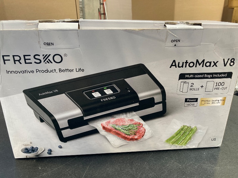 Photo 1 of Fully Automatic Vacuum Sealer, 95Kpa Powerful Food Vacuum Sealer Machine, Auto Dry-Wet Detection | Bag Cutter | 2 Rolls Bags & 100 Pcs Precut Bags | Effortless Operation, Silver - Black