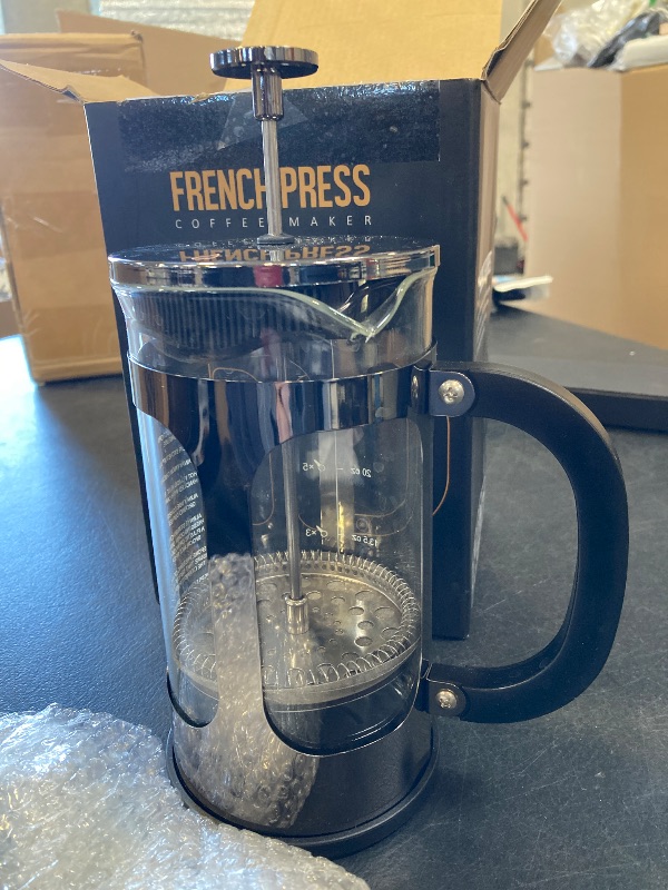 Photo 1 of BAYKA French Press Coffee Maker 34 Ounce 1 Liter, Borosilicate Glass Stainless Steel Brewer, Large Portable Cold Brew Cafetera Teapot for Kitchen Travel Camping Coffee Bar Accessories, Dark Pewter
