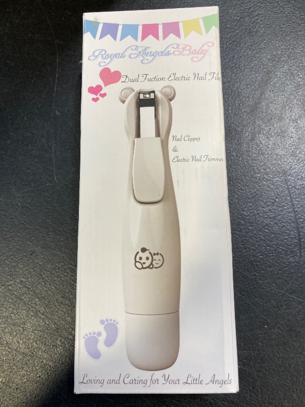 Photo 1 of Royal Angels Rechargeable Baby Nail Clippers 20 in 1, Safe Electric Nail Trimmer, Baby Nail Kit, Additional Replacements, Newborn Toddler Toes and Fingernails, Trim and Polish (Rechargeable, Snow)