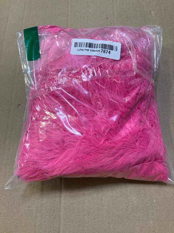 Photo 1 of ANRODUO Pack of 2 Hot Pink Throw Pillow Covers Luxury Fluffy Pillows Faux Fur Decorative Pillows Plush Cushion Case Fuzzy Mongolian Merin Style for Bed Couch Sofa Living Room Spring Decor 18x18 Inch