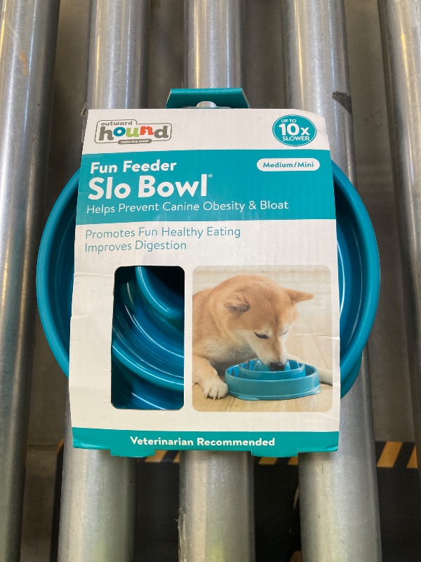 Photo 1 of Outward Hound Fun Feeder Slo Bowl, Slow Feeder Dog Bowl, Medium/Mini, Turquoise