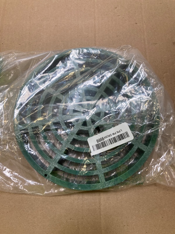 Photo 1 of StormDrain 9" Outdoor Catch Basin Round Flat Grate Cover - Superior Strength and Durability, Green