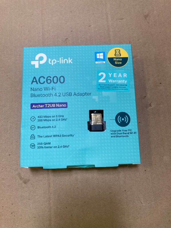 Photo 1 of TP-Link Nano 2-in-1 USB Bluetooth WIFi Adapter AC600(Archer T2UB Nano)- Bluetooth 4.2 with 2.4G/5G Dual Band Wireless Network Adapter for Desktop PC, WPA3, Supports Windows 11,10, 8.1,8, 7