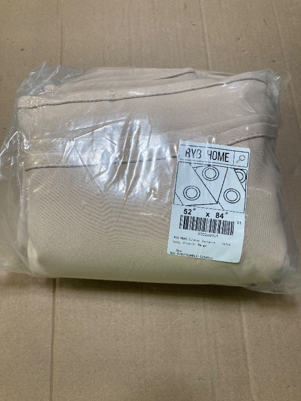 Photo 1 of RYB HOME Outdoor Curtains for Patio - Blackout Waterproof Outside Curtains for Porch Pavilion Gazebo Weatherproof Wind Resistant, 1 Panel, 52 inches Wide x 84 inches Long, Biscotti Beige