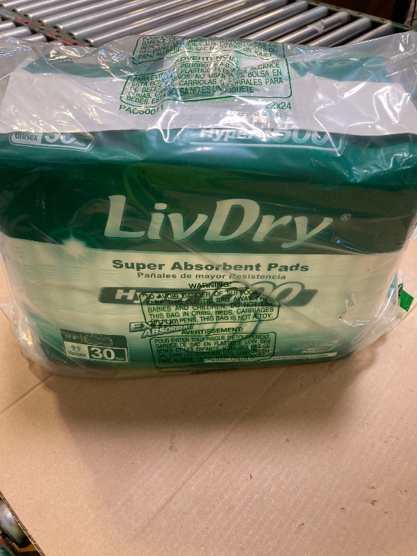 Photo 1 of LivDry High Absorbency Pad Insert for Incontinence Briefs and Adult Diapers, Women and Men, Hyper 1600 (30 Count)