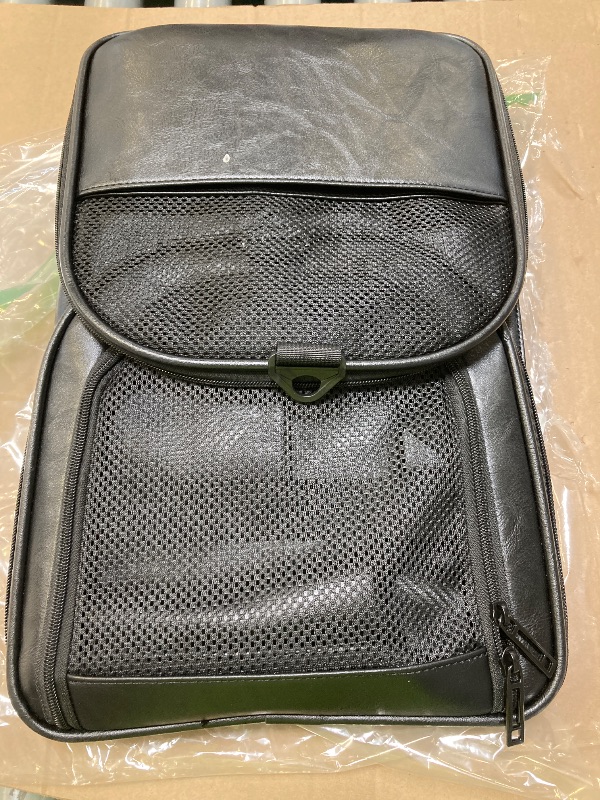 Photo 1 of Lasaviin Fashion Leather Dog Carrier Cat Carrier Airline Approved Pet Carrier for Small Medium Dogs Cats Under 15Lbs, Collapsible Soft Sided Travel Puppy Carrier