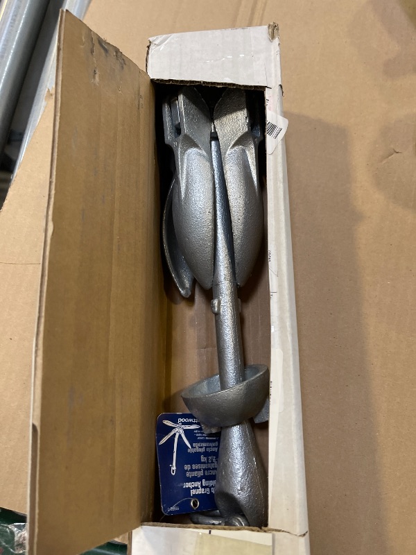 Photo 1 of Attwood 11966-1 Grapnel Folding Anchor, Malleable Iron, Galvanized, Folds for Easy Storage, Locks Open or Closed, 5 Pounds