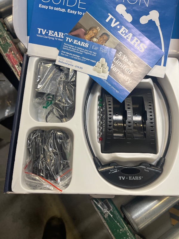 Photo 1 of TV EARS Analog Wireless Headset System, Wireless Headset, Ideal for Seniors & those with Hearing Difficulties, Plug N' Play RF Transmitter with Earbuds, Compatible with Analog TV - 5.0GHz