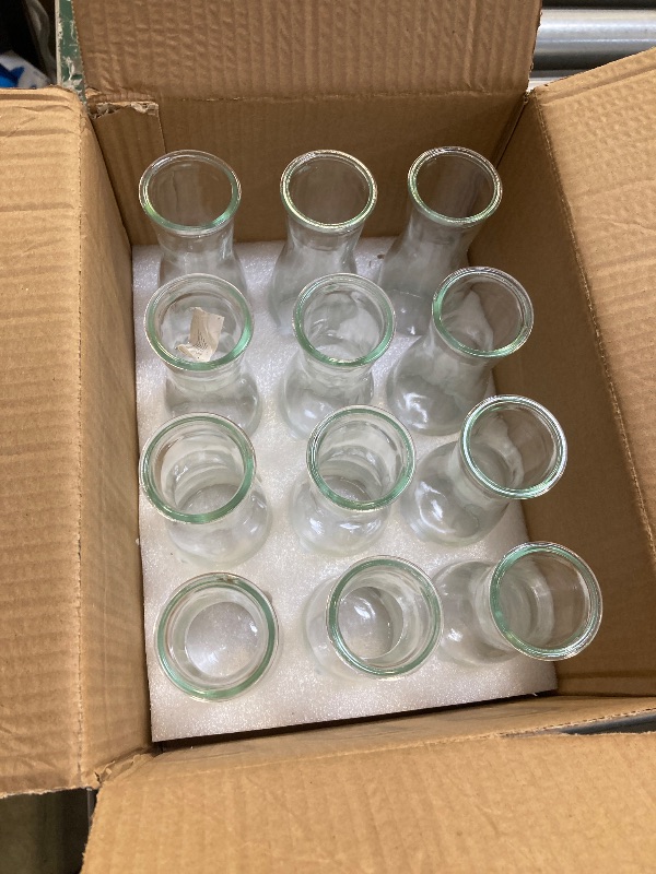Photo 1 of Hewory Glass Bud Vases for Centerpieces - Clear Small Flower Vase Set of 12, Modern Minimalist Cute Mini Decorative Bulk Vases for Wedding Bridal Shower Birthday Party Events Dining Room Table Decor