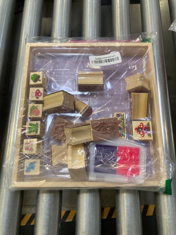 Photo 1 of Melissa & Doug Stamp-a-Scene Stamp Pad: Fairy Garden - 20 Wooden Stamps, 5 Colored Pencils, and 2-Color Stamp Pad