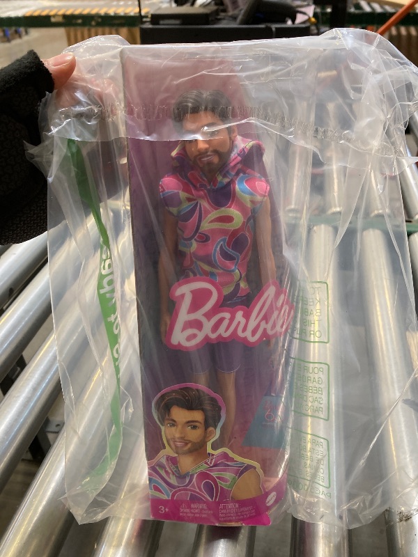 Photo 1 of Barbie Fashionistas Ken Doll #227 with Look Inspired by The Totally Hair Look, Brunette with Short Beard & Slender Body Type, 65th Anniversary Collectible
