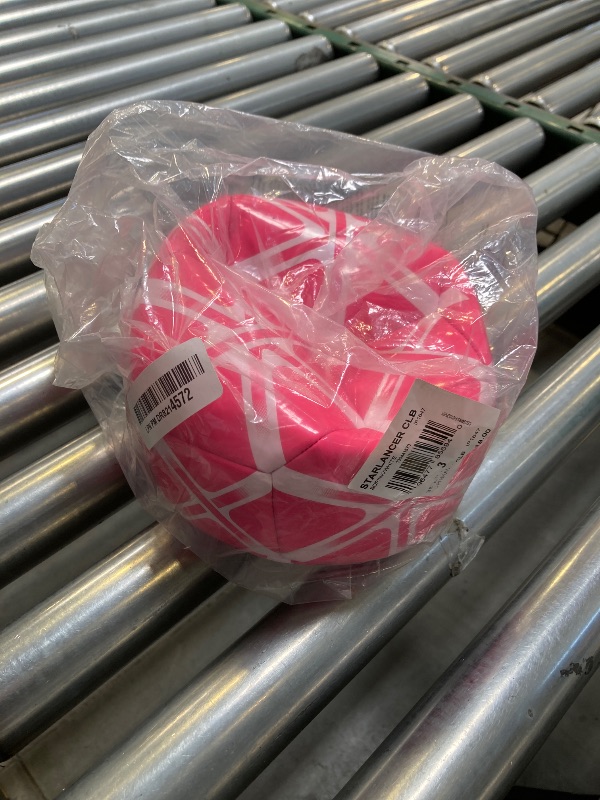 Photo 1 of adidas Unisex Starlancer Club Soocer Ball, Solar Pink/White, 3