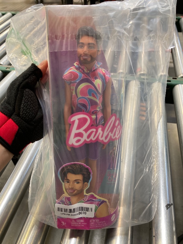 Photo 1 of Barbie Fashionistas Ken Doll #227 with Look Inspired by The Totally Hair Look, Brunette with Short Beard & Slender Body Type, 65th Anniversary Collectible