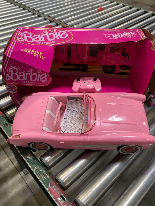 Photo 1 of Barbie Hot Wheels RC Corvette from The Movie, Full-Function Remote-Control Toy Car Holds 2 Dolls