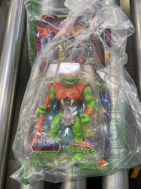 Photo 1 of Masters of Universe Origins Turtles of Grayskull Michelangelo Reptile Wars Posable Action Figure, Teenage Mutant Ninja & Motu Crossover Hero Mikey Toy