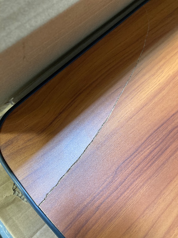 Photo 1 of Adjustable Overbed Table with Invisible and Lockable Wheels ?Bedside Table with Cup Holder?Standing Desk for Medical or Home use Rosewood Color?30.3" W x 15.3" D?
