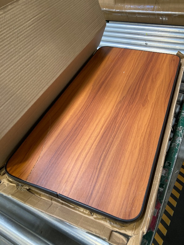 Photo 1 of Adjustable Overbed Table with Invisible and Lockable Wheels ?Bedside Table with Cup Holder?Standing Desk for Medical or Home use Rosewood Color?30.3" W x 15.3" D?
