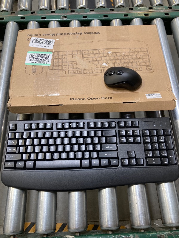 Photo 1 of Wireless Keyboard and Mouse Combo, Full-Sized 2.4GHz Wireless Keyboard with Comfortable Palm Rest and Optical Wireless Mouse for Windows, Mac OS PC/Desktops/Computer/Laptops (Black)