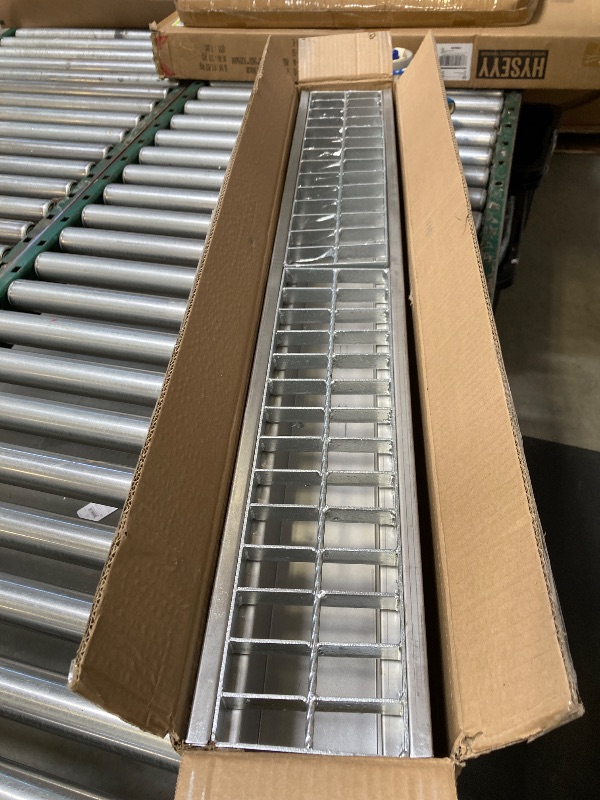 Photo 1 of 304 Stainless Steel Channel Drain with Galvanized Steel Grate 39.4x9x6 in, B Class Channel Drain Kit for 3” Pipe, Heavy Duty Durable Trench Drain System for Outdoor, Driveway, Garage, Yard
