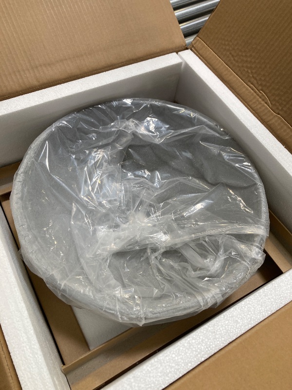 Photo 1 of Vessel Sink 16" Round Bathroom Sink, Countertop Bathroom Vessel Sink Concrete Small Bathroom Sink Bowl Above Counter Vessel Sink for Bathroom Modern bathroom sink bowl with Frosted Surface Dark Grey
