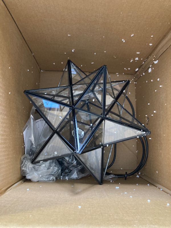 Photo 1 of 14'' Moravian Star Pendant Light Clear Glass Shade Hanging Star Lights on Chain
