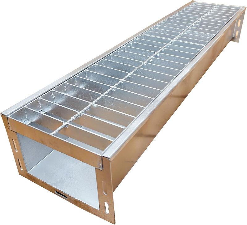 Photo 1 of 304 Stainless Steel Channel Drain with Galvanized Steel Grate 39.4x9x6 in, B Class Channel Drain Kit for 3” Pipe, Heavy Duty Durable Trench Drain System for Outdoor, Driveway, Garage, Yard
