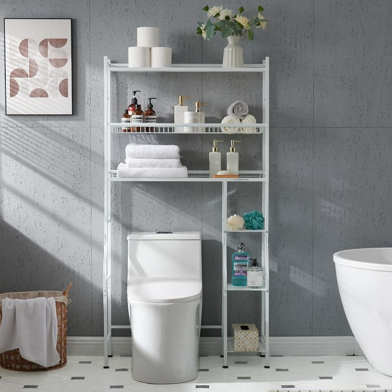 Photo 1 of Lauren&Harold Over Toilet Bathroom Organizer 33",6-Tier Over The Toilet Storage Cabinet,Over The Toilet Storage Shelf for Restroom,Laundry(White)
