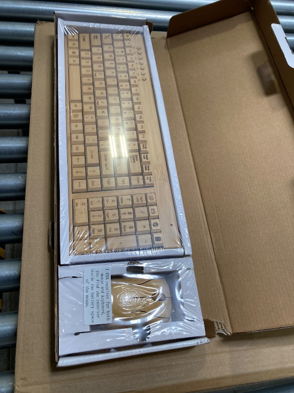 Photo 1 of Handcrafted Natural Bamboo Wooden PC Wireless 2.4GHz Keyboard and Mouse Combo
