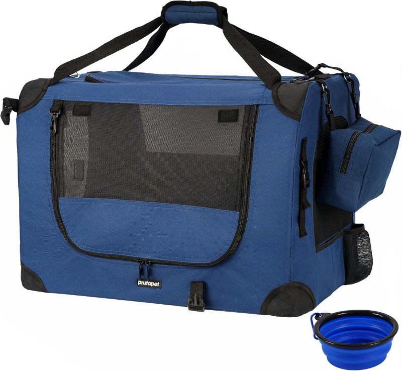 Photo 1 of Large Cat Carrier 24"x16.5"x16.5" Portable Dog Crate for Small Medium Dogs Collapsible Traveling Pet Crate with Collapsible Bowl
