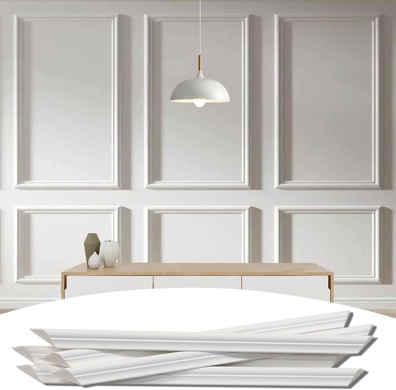 Photo 1 of Premade Accent Wall Molding Kit, Ready-to-Assemble Wainscoting Panels, Pre-Cut Chair Rail Moulding Trim for Home Décor 16" And 20"