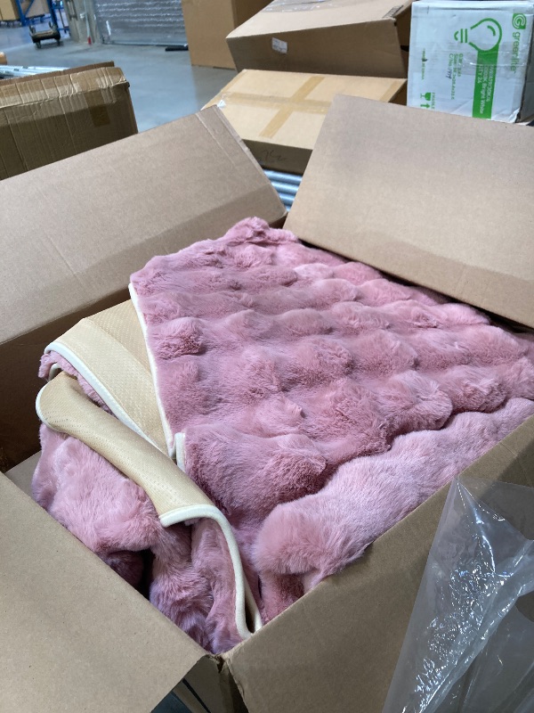 Photo 1 of Pink Rabbit Plush Area Rug for Bedroom Living Room Sofa,5'X8' Faux Fur Fluffy Shaggy Rectangular Square Rug for Kids Teen Girls Room,Furry Carpet Rug for Nursery Baby Room Decor for Teenage
