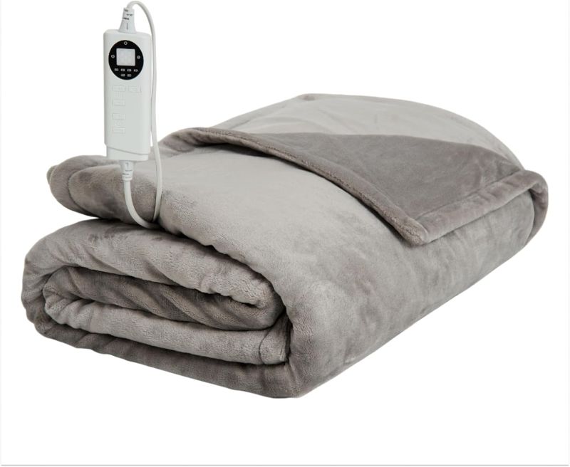 Photo 1 of Electric Blanket Heated Blanket, 10 Heat Levels (34-140F), 12-Hour Auto Shut-Off, Soft Polyester Fleece, Fast Heating, Machine Washable, Electric Blanket (Gray, Full)
