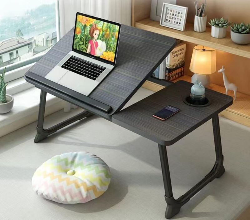 Photo 1 of Laptop Desk for Bed Couch,Lap Desk for Laptop,Portable Laptop Stand for Desk,Small Adjustable Laptop Desk,Foldable Bed Table for Laptops and Writing, Bed Tray Table with Cup Holder(Black)
