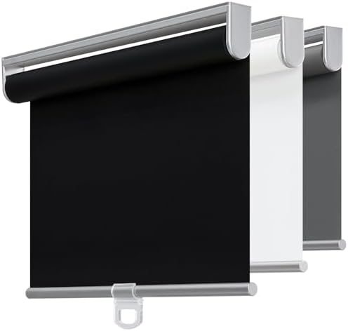 Photo 1 of Cordless 100% Blackout Roller Shades for Windows,UV Protection Pull Down Shades,Room Darkening Door Blinds Thermal Insulated Fabric for Home Office and Bedroom(26" W x 72" H,Black)
