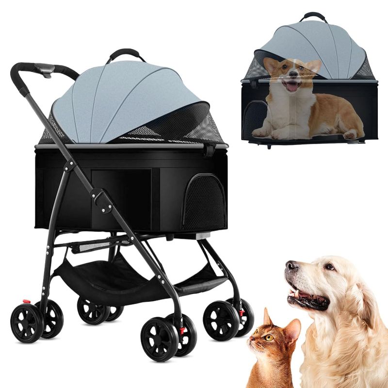 Photo 1 of 3 in 1 Dog Strollers 4 Wheels Folding Pet Stroller with Detachable Carrier Multifunction Portable Dogs Travel Carriers for Medium Small Puppy Kittens
