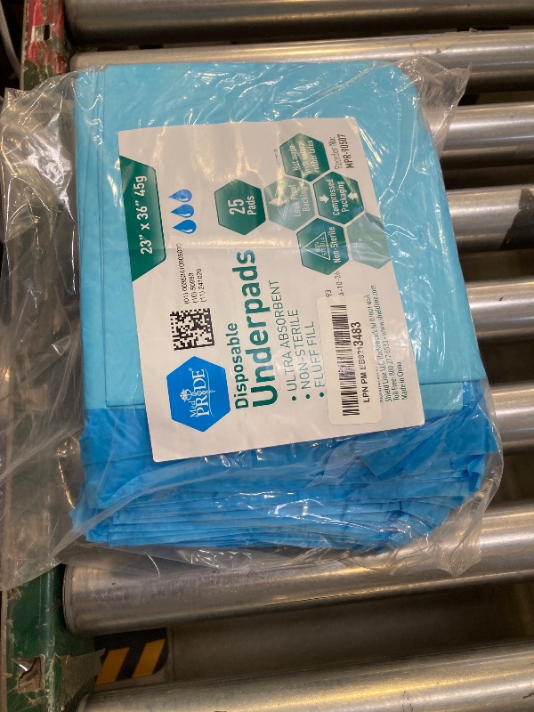 Photo 1 of MED PRIDE Disposable Underpads 23'' X 36'' (25-Count) Incontinence Pads, Chux, Bed Covers, Puppy Training | Thick, Super Absorbent Protection for Kids, Adults, Elderly | Liquid, Urine, Accidents